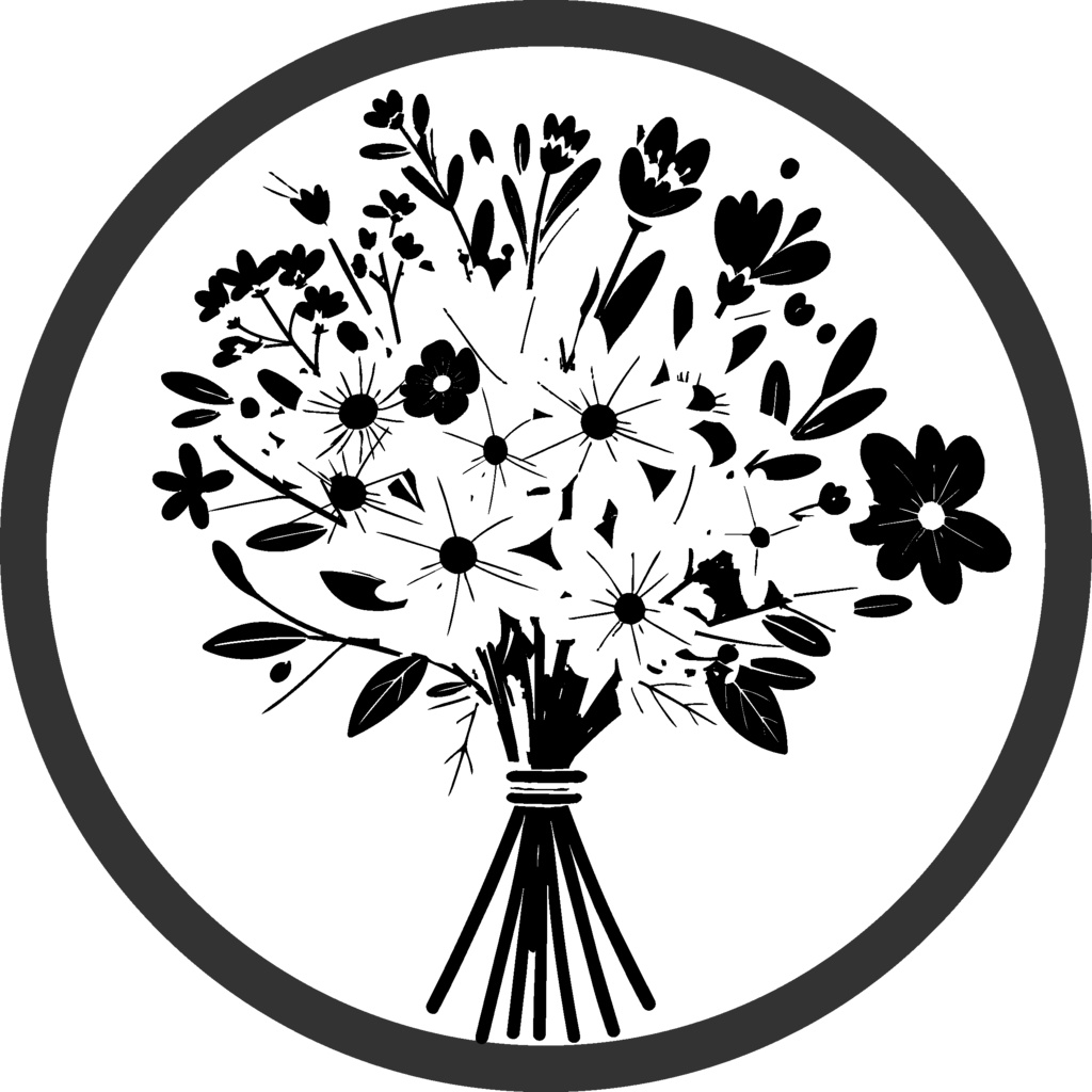 ダウンロード販売素材・12の花束シルエットアイコンセットZIP (AI, PNG形式)