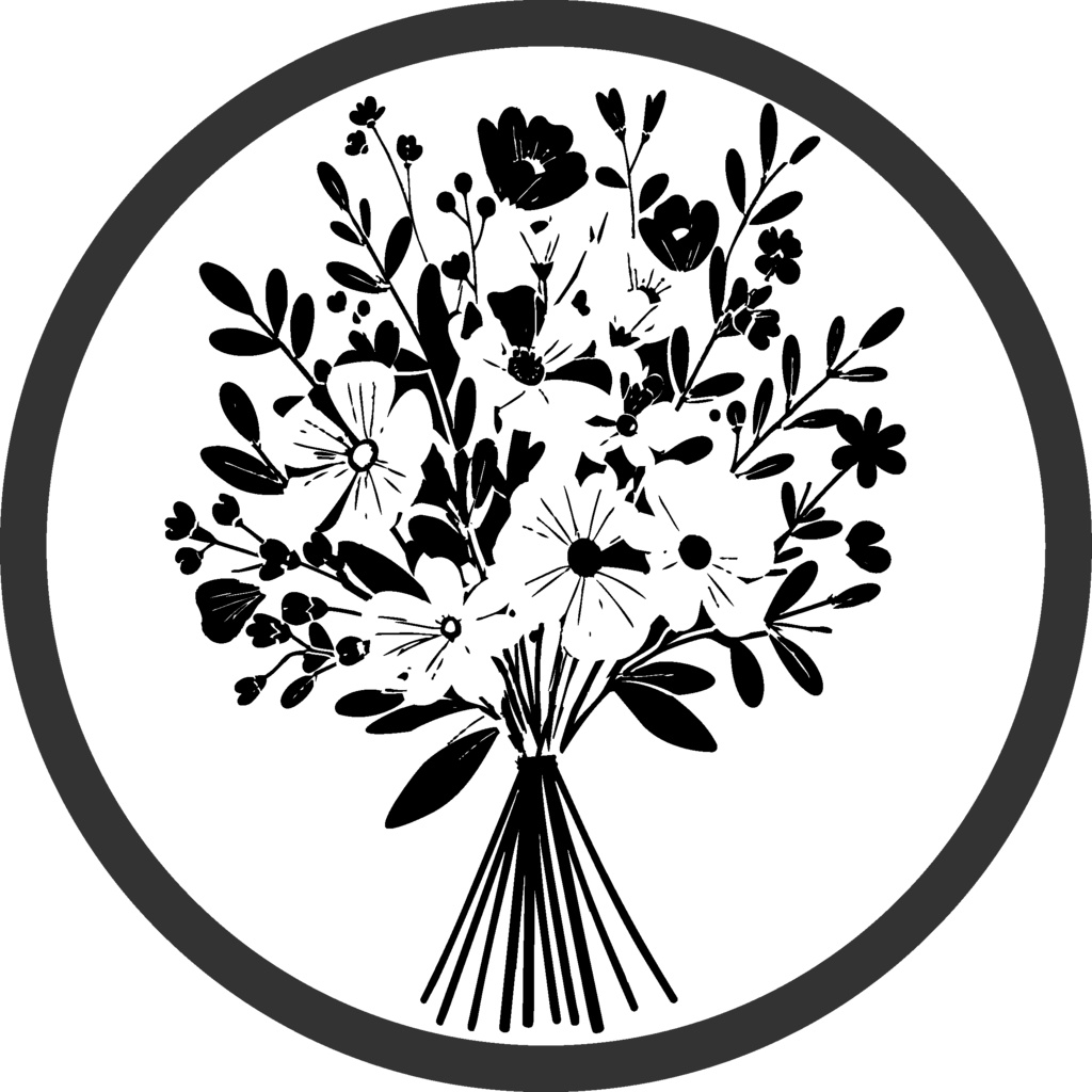 ダウンロード販売素材・12の花束シルエットアイコンセットZIP (AI, PNG形式)