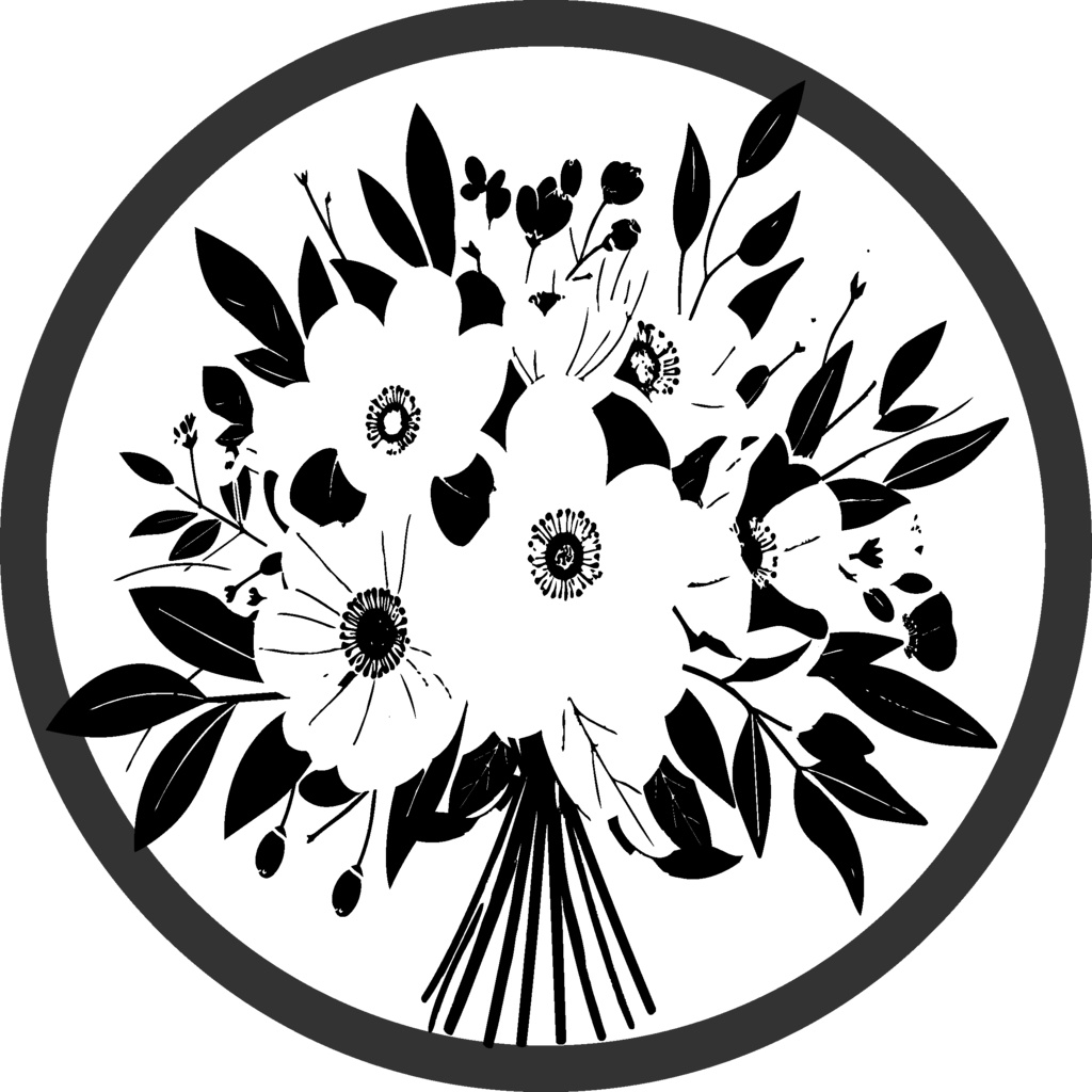 ダウンロード販売素材・12の花束シルエットアイコンセットZIP (AI, PNG形式)