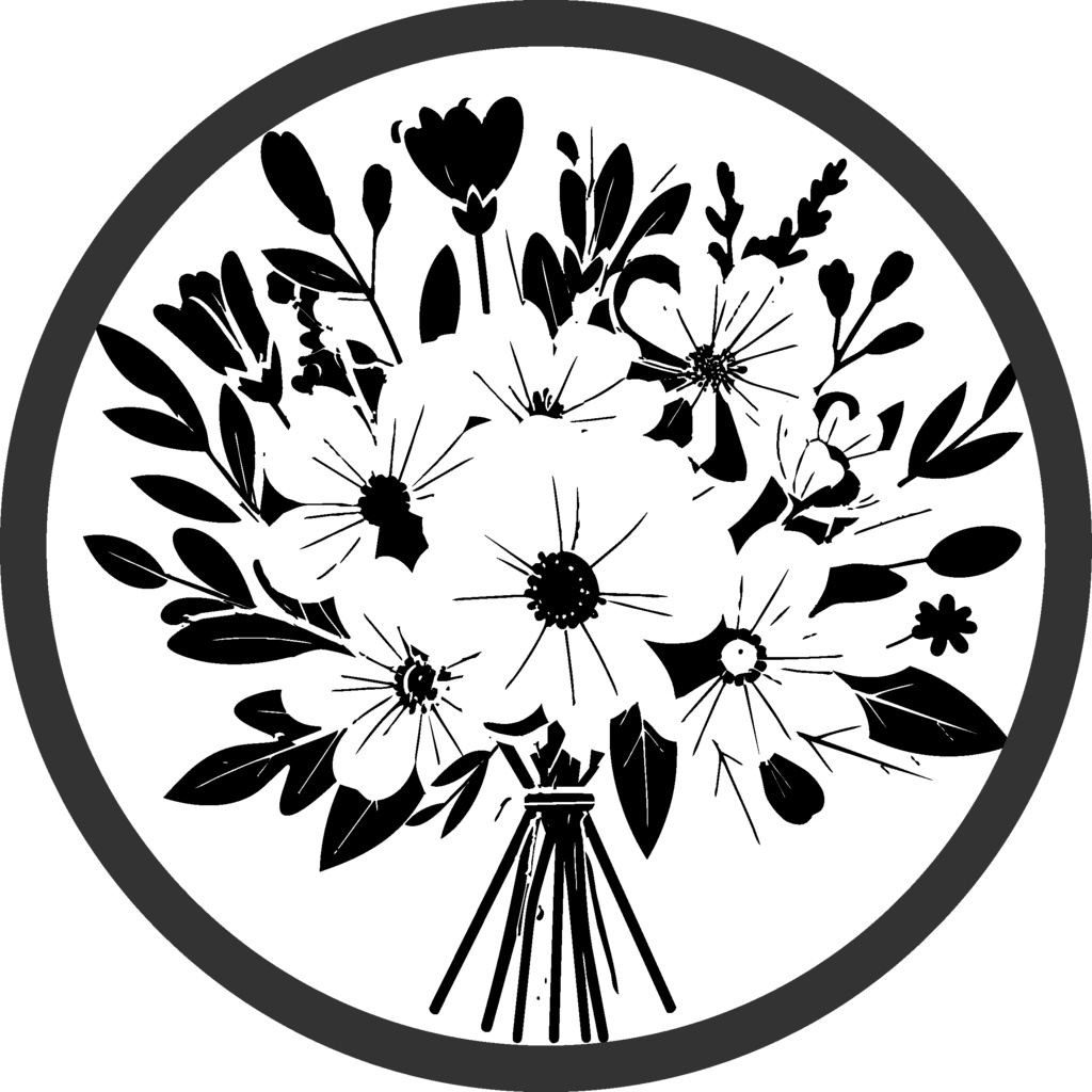 ダウンロード販売素材・12の花束シルエットアイコンセットZIP (AI, PNG形式)