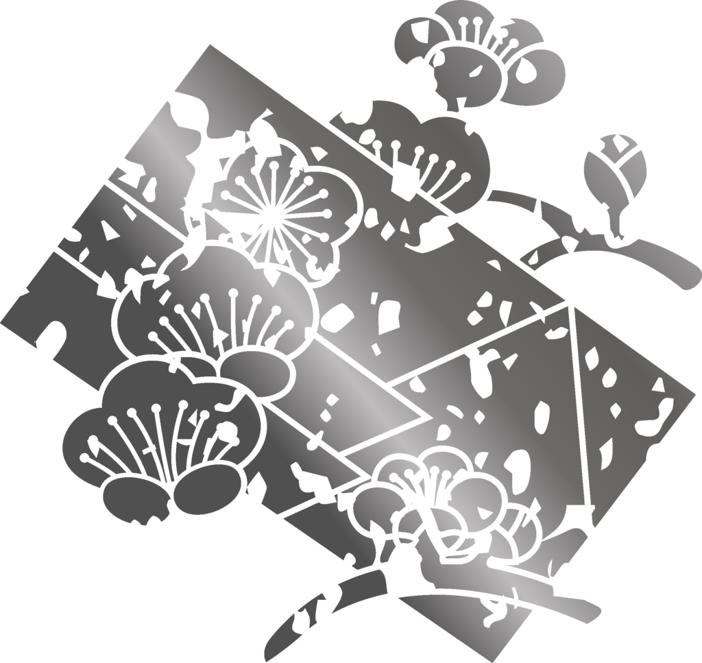 ダウンロード販売素材(AI, PNG形式)・メタリック家紋素材・梅1【10種廉価版】