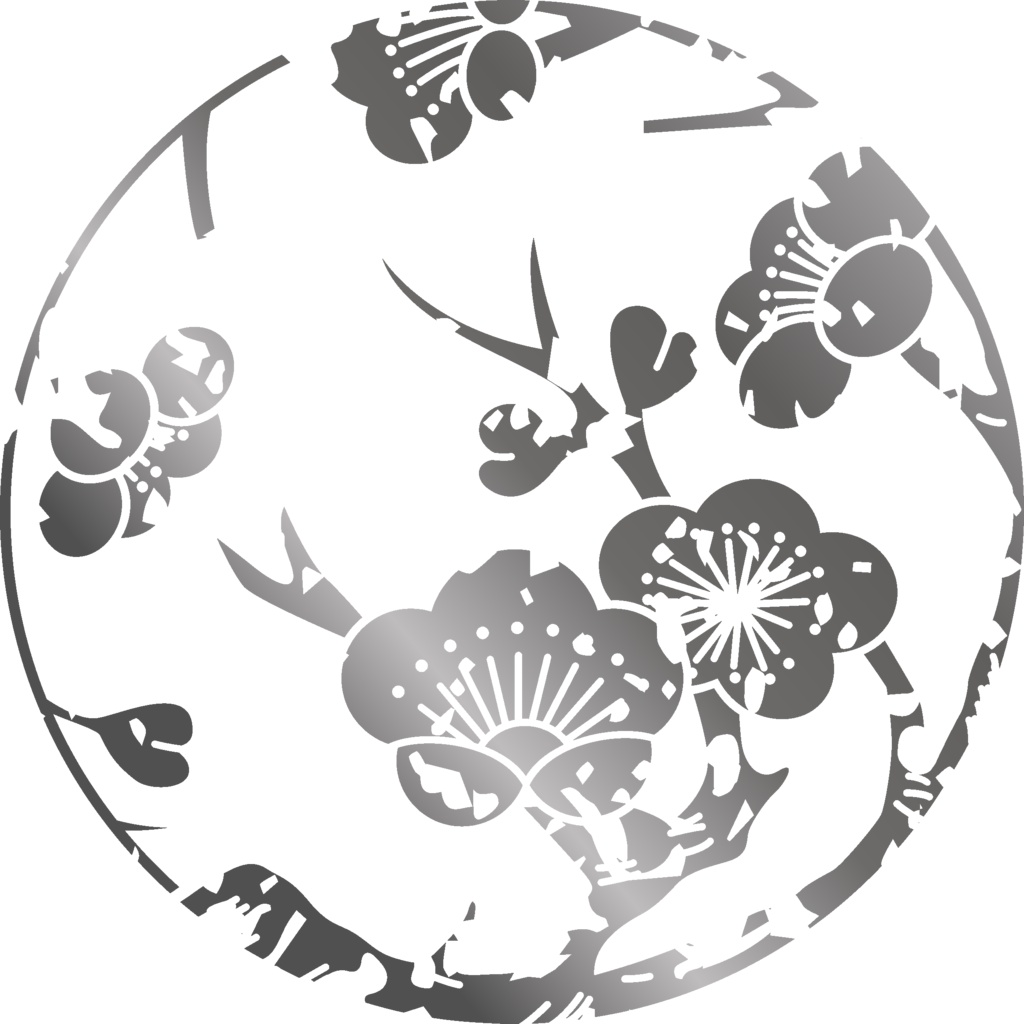 ダウンロード販売素材(AI, PNG形式)・メタリック家紋素材・梅1【10種廉価版】