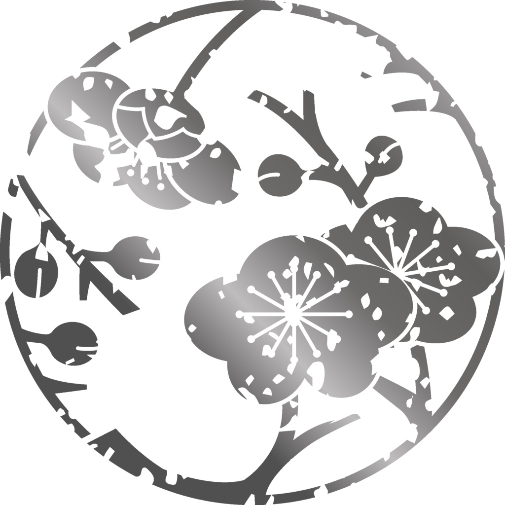 ダウンロード販売素材(AI, PNG形式)・メタリック家紋素材・梅2【10種廉価版】