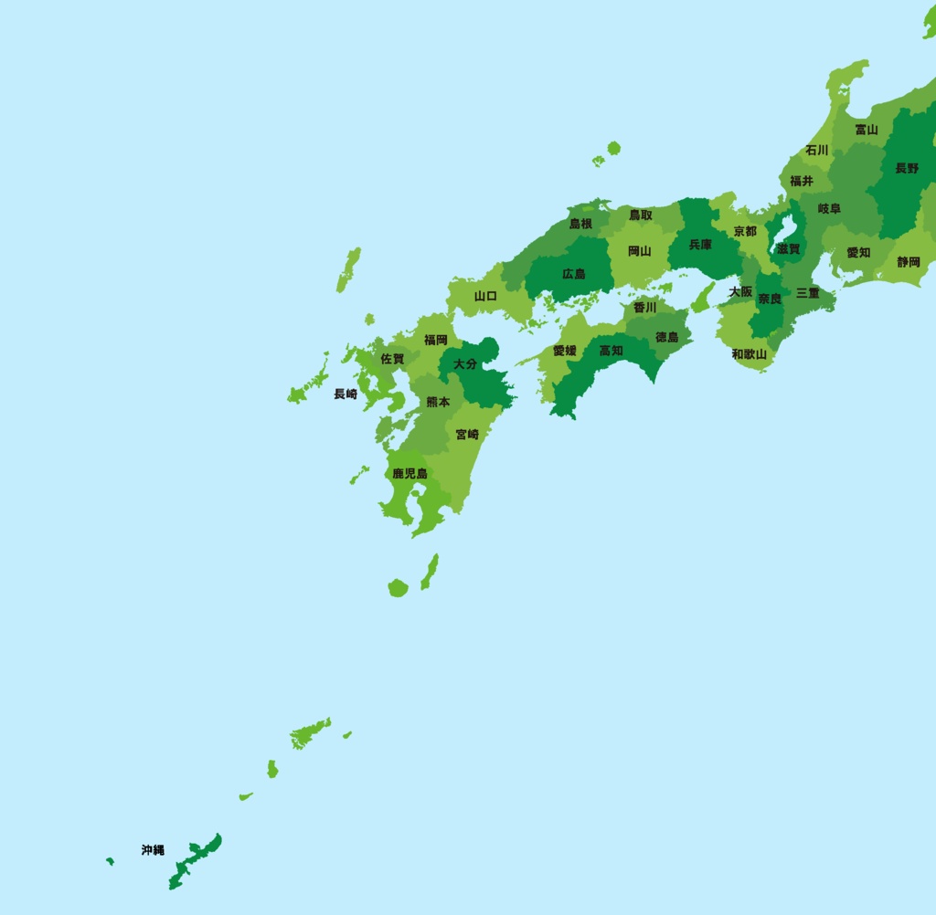 ダウンロード販売素材(AI, PNG形式)・都道府県日本地図