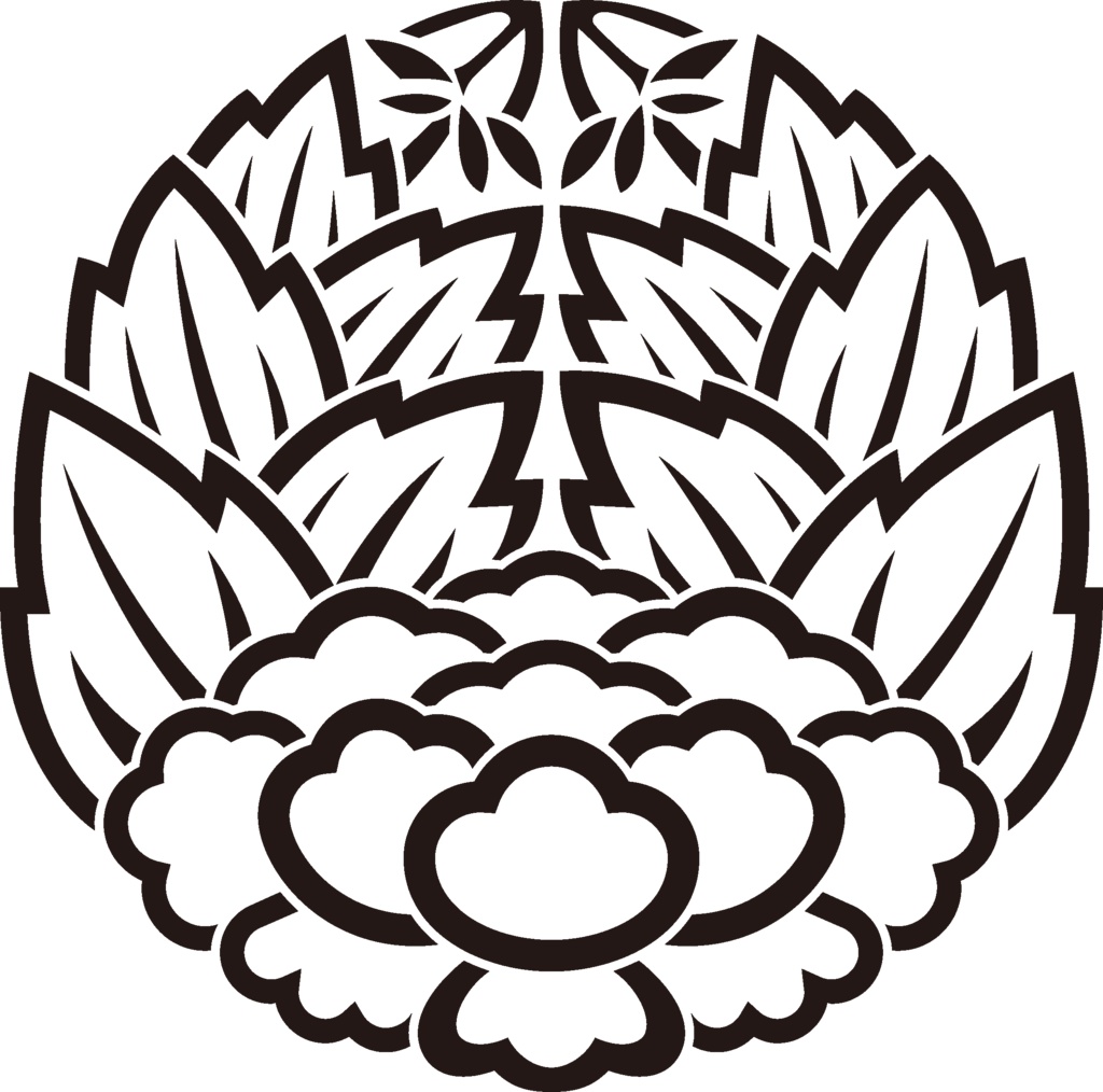ダウンロード販売素材・家紋素材【廉価版】・牡丹(その1)【12種】(AI, PNG形式)