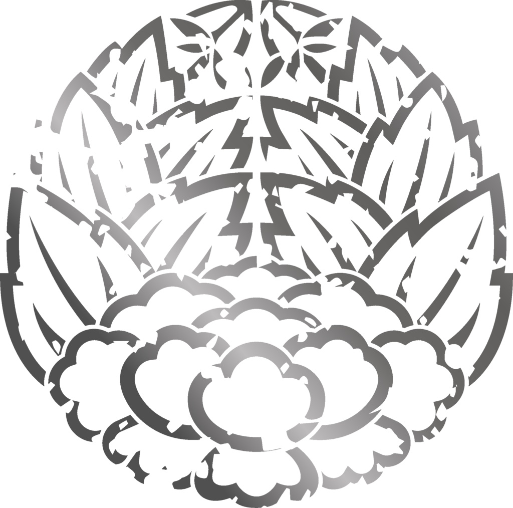 ダウンロード販売素材・メタリック家紋素材【廉価版】・牡丹(その1)【12種】(AI, PNG形式)