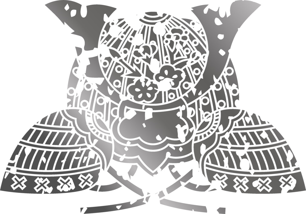 ダウンロード販売素材・メタリック家紋素材【廉価版】・兜②【8種】(AI, PNG形式)