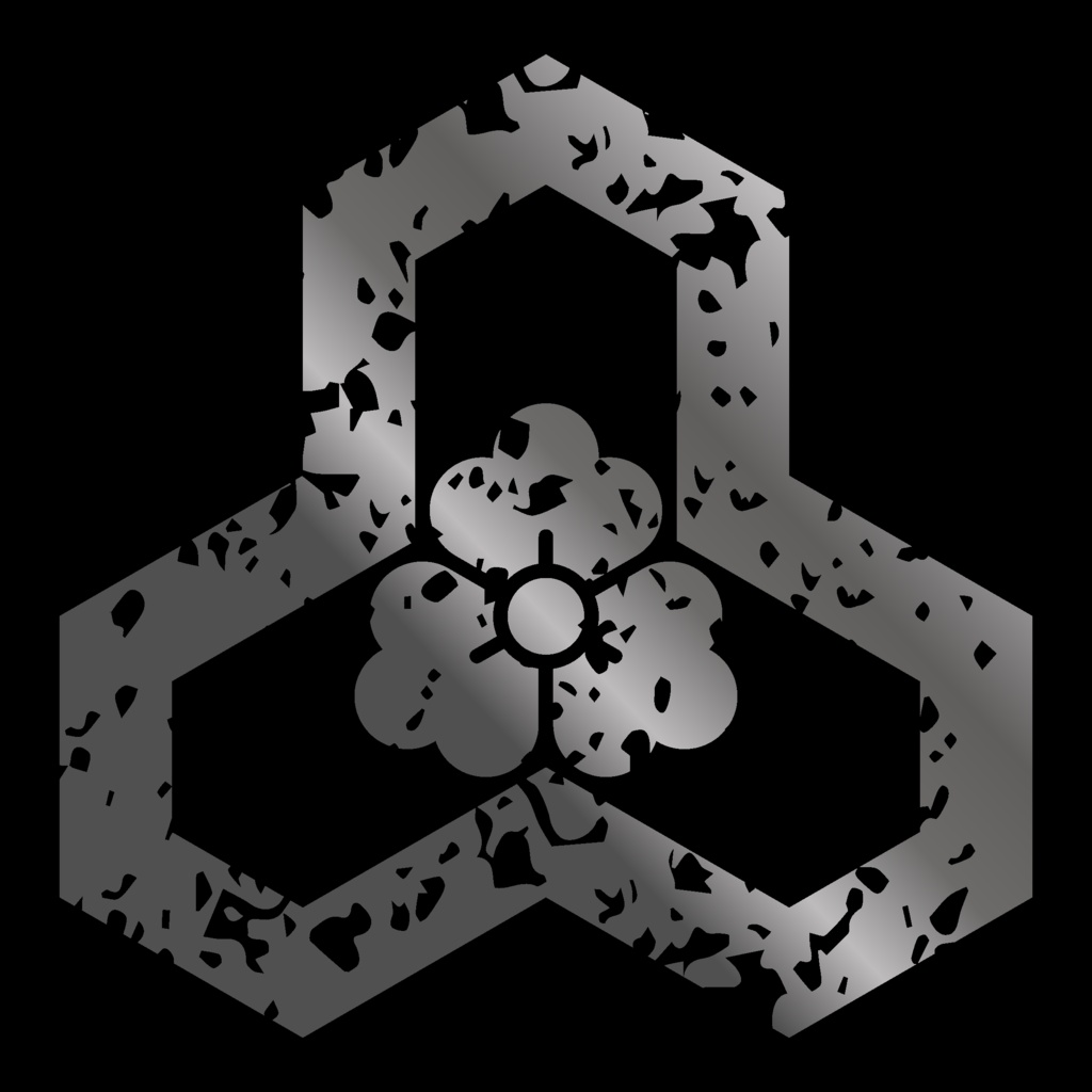 ダウンロード販売素材・メタリック家紋素材【廉価版】・亀甲②【8種】(AI, PNG形式)