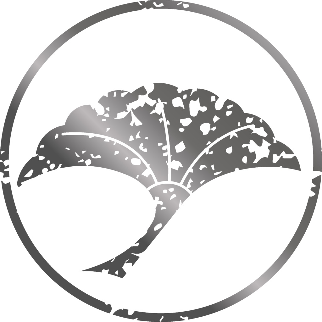 ダウンロード販売素材・メタリック家紋素材【廉価版】・銀杏【6種】(AI, PNG形式)