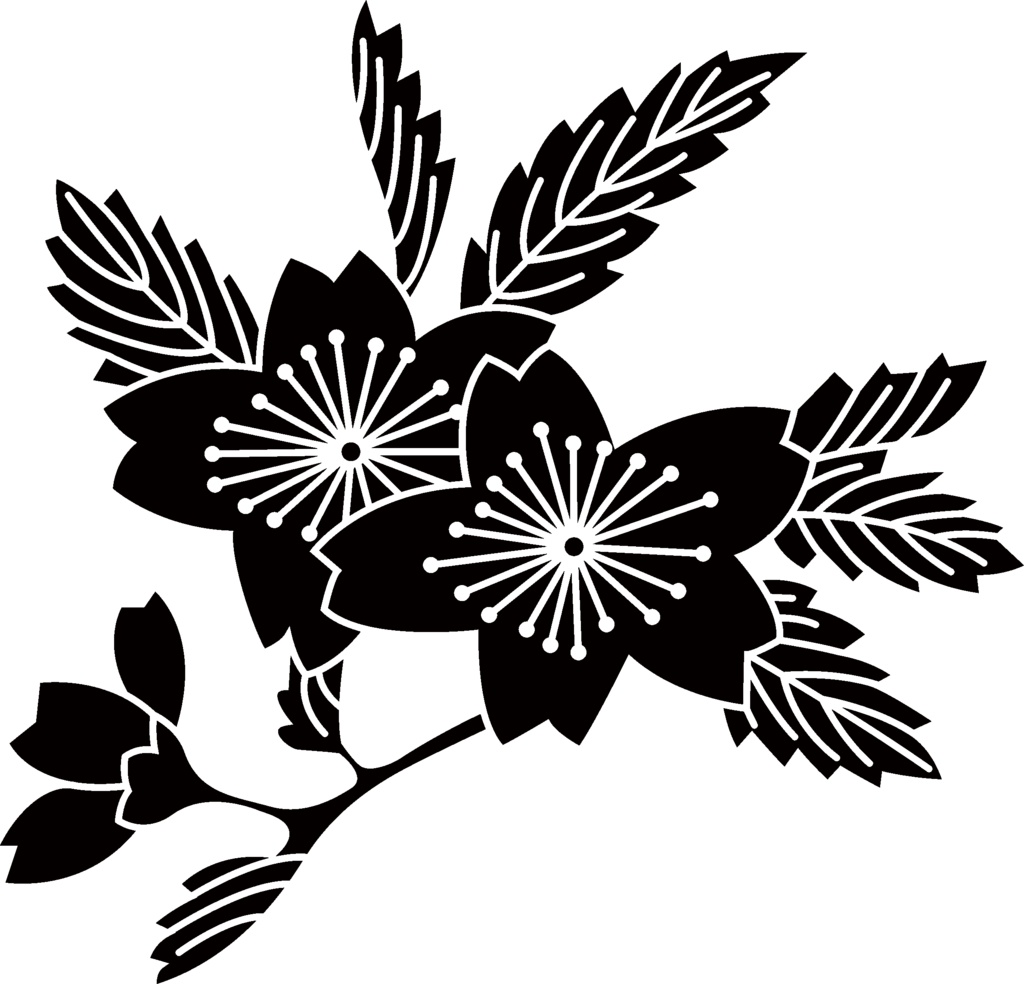 ダウンロード販売素材・家紋素材【廉価版】・桜①【8種】(AI, PNG形式)