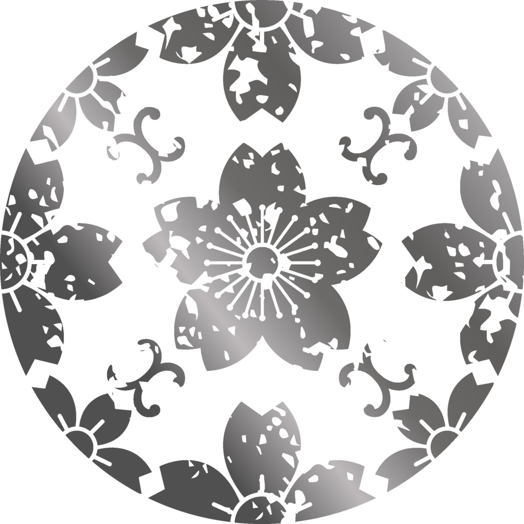 ダウンロード販売素材・メタリック家紋素材【廉価版】・桜①【8種】(AI, PNG形式)