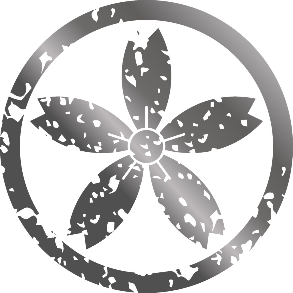 ダウンロード販売素材・メタリック家紋素材【廉価版】・桜②【8種】(AI, PNG形式)