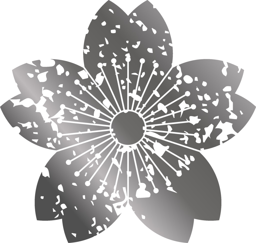 ダウンロード販売素材・メタリック家紋素材【廉価版】・桜③【8種】(AI, PNG形式)