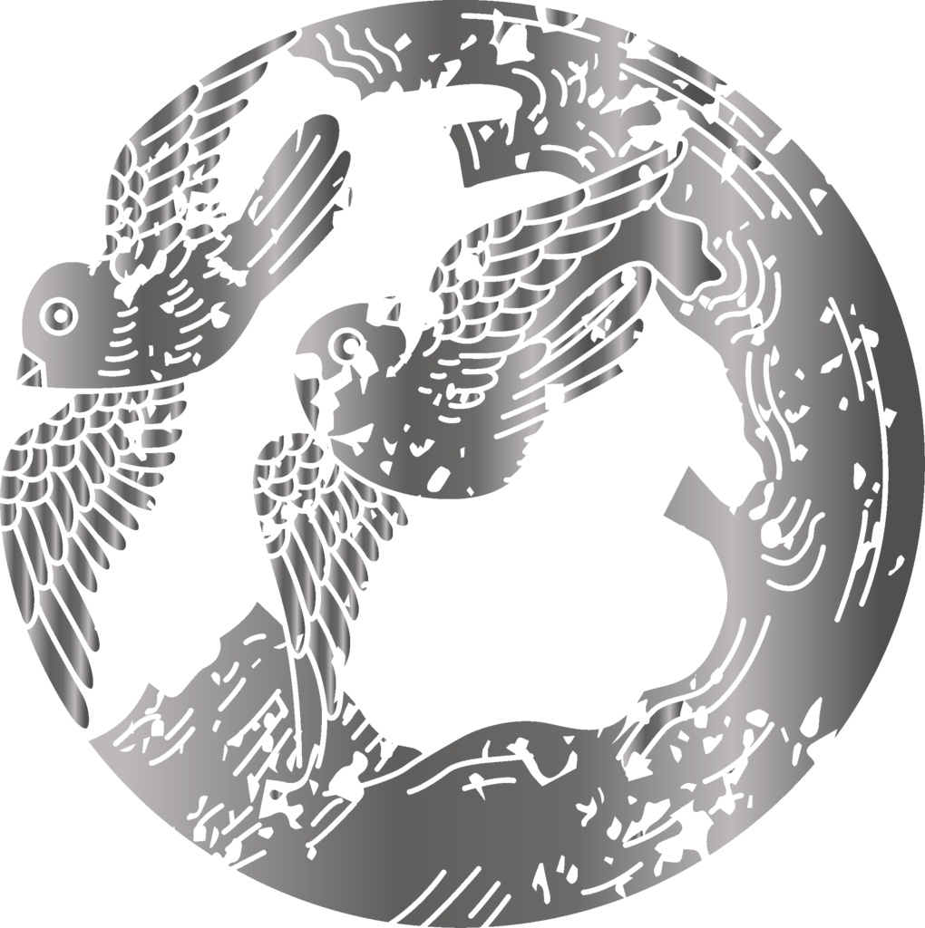 ダウンロード販売素材(AI, PNG形式)・メタリック家紋素材【廉価版】・筏(いかだ)と鳩【6種】(AI, PNG形式)