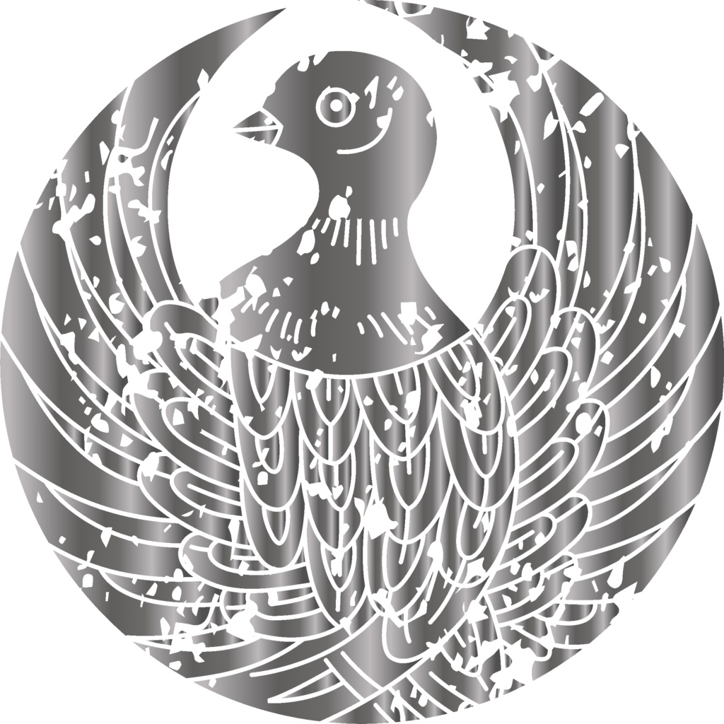 ダウンロード販売素材(AI, PNG形式)・メタリック家紋素材【廉価版】・筏(いかだ)と鳩【6種】(AI, PNG形式)