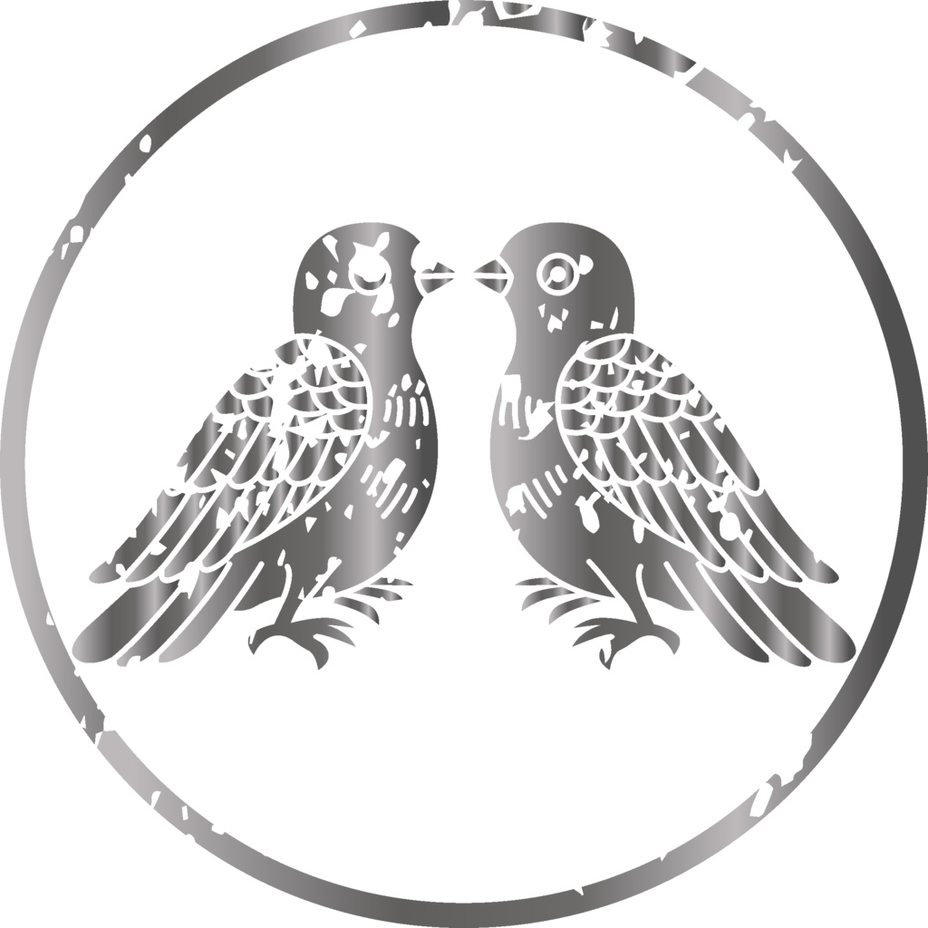 ダウンロード販売素材(AI, PNG形式)・メタリック家紋素材【廉価版】・筏(いかだ)と鳩【6種】(AI, PNG形式)
