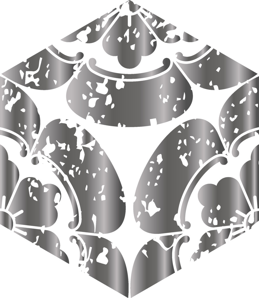 ダウンロード販売素材・メタリック家紋素材【廉価版】・木瓜①【6種】(AI, PNG形式)