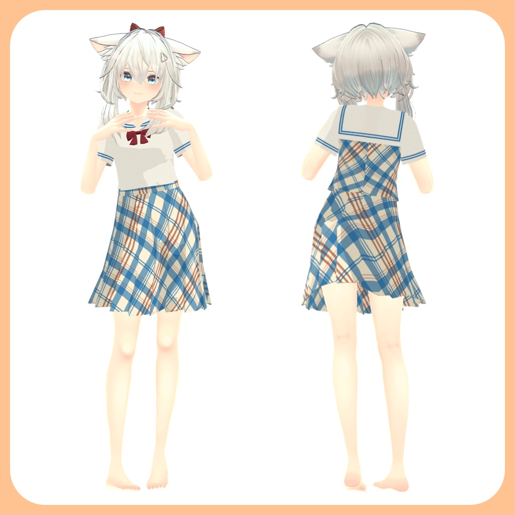 シィちゃん用チェック柄セーラー服【スキニング済み】