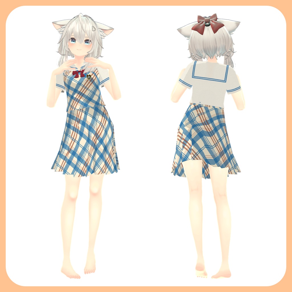 シィちゃん用チェック柄セーラー服【スキニング済み】