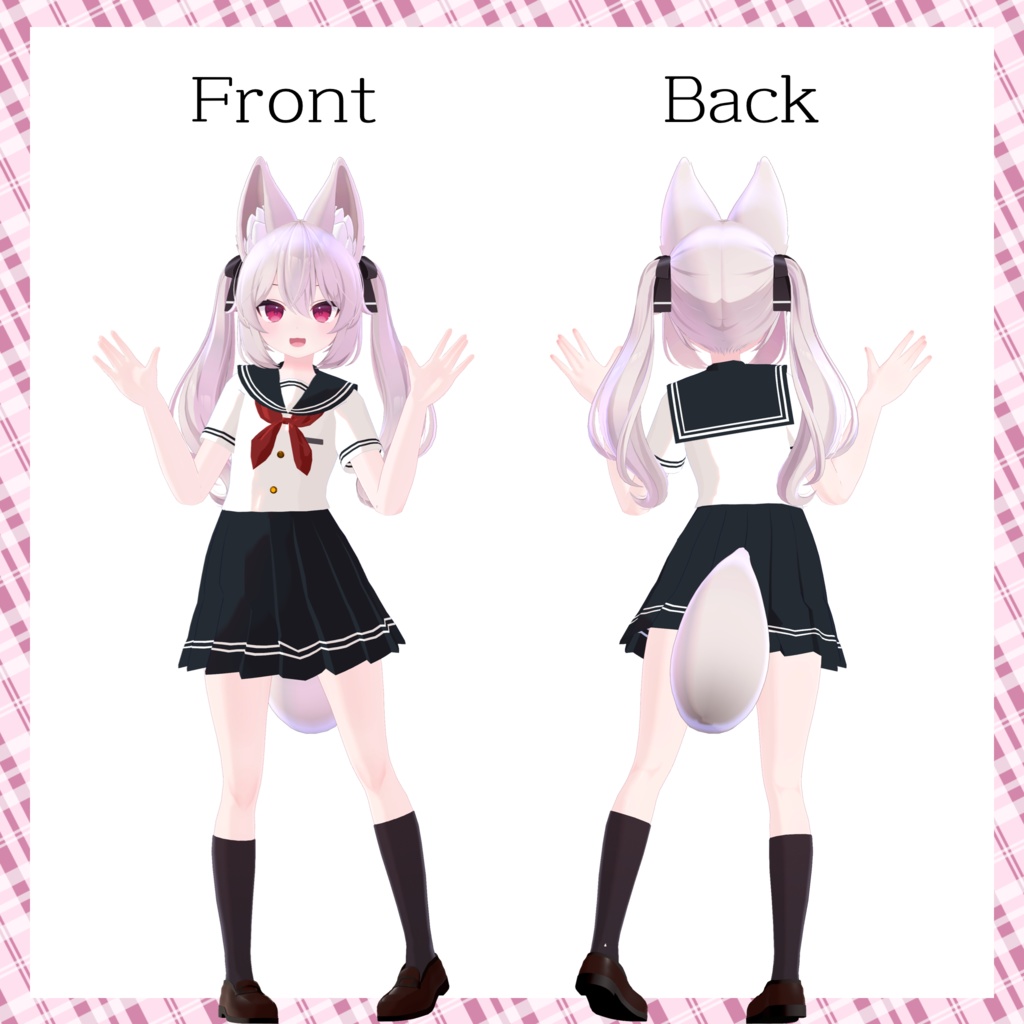 カリン&ラスクちゃん用セーラー服衣装【スキニング済み&PB対応
