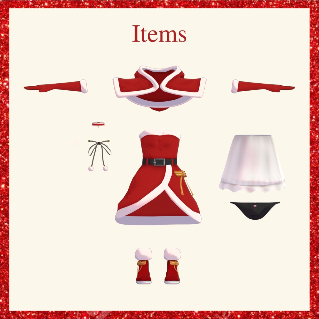 シィちゃん用リボンサンタコス衣装【スキニング済み&PB対応】