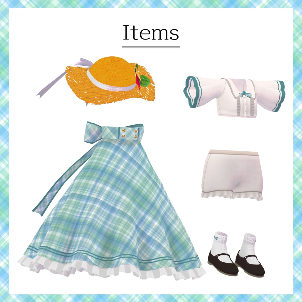 ソラハちゃん用サマーフリルドレス【スキニング済み&PB対応】