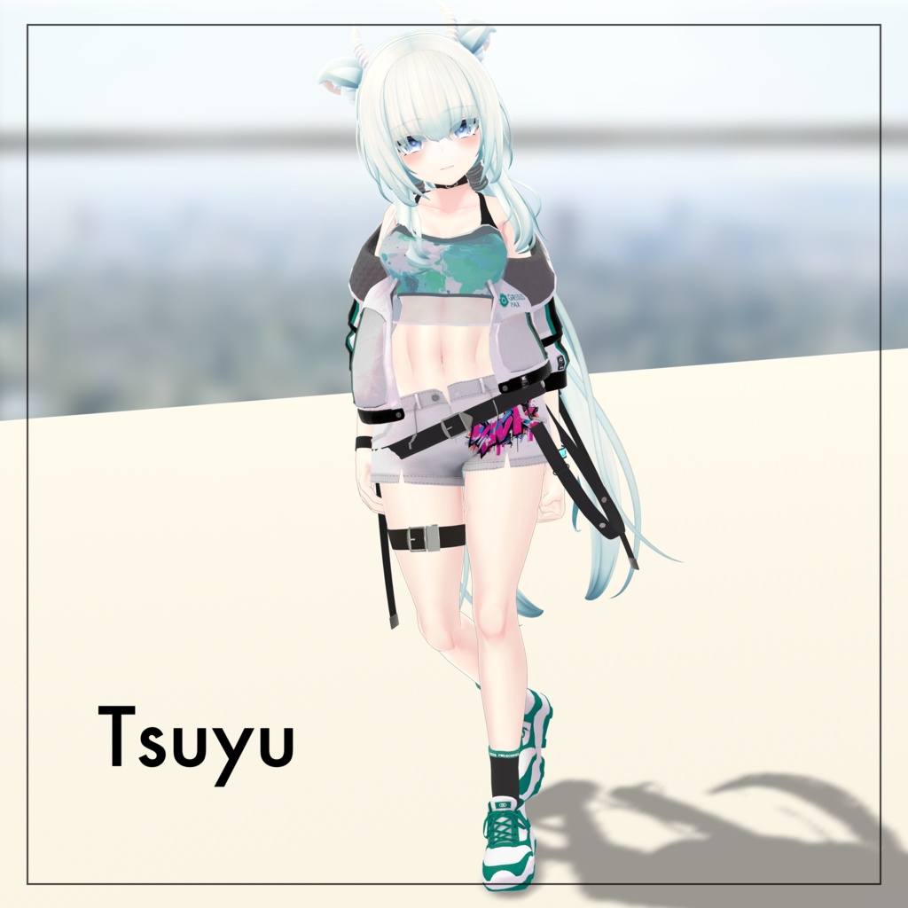 【11アバター対応】パーカー&ショートパンツコーデ