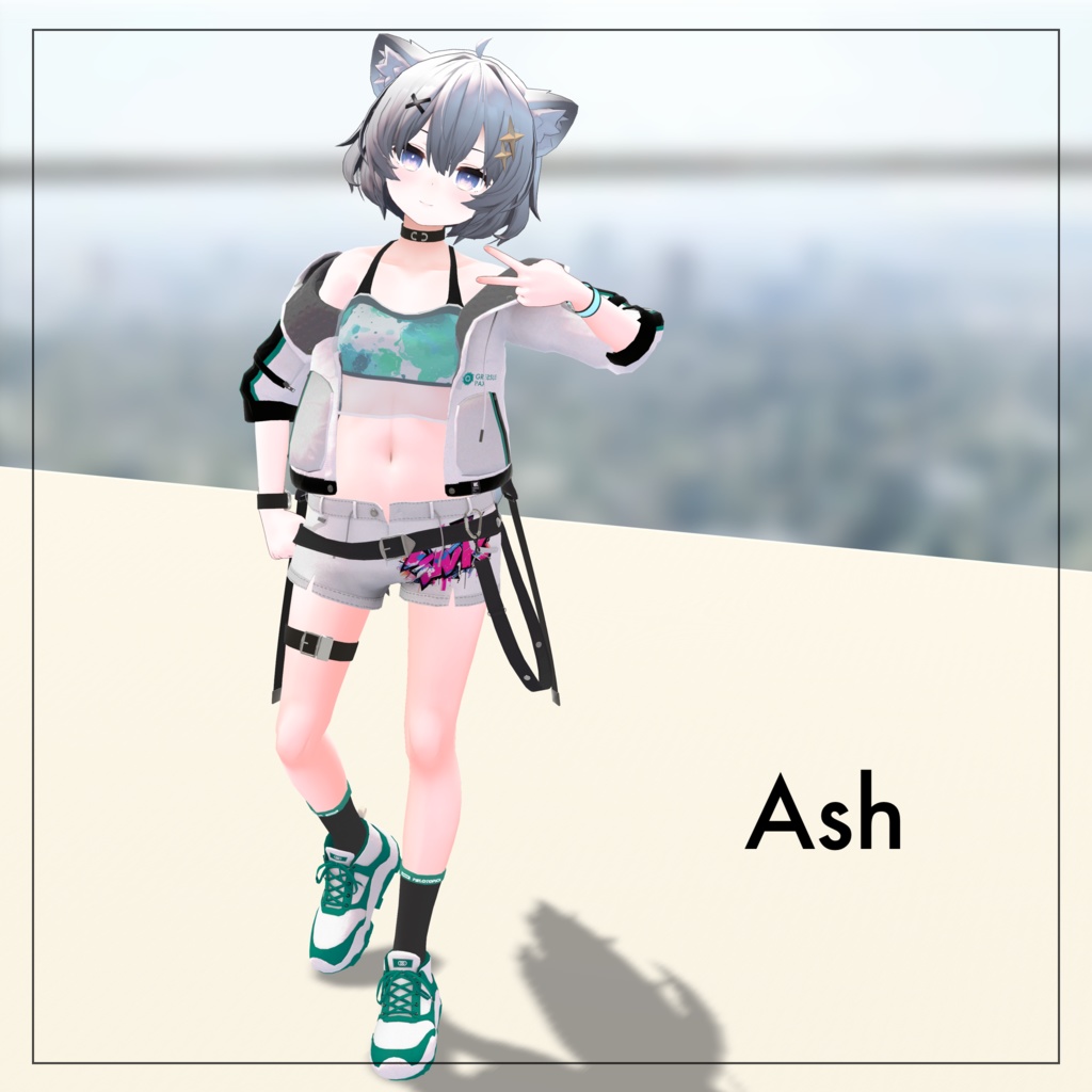 【11アバター対応】パーカー&ショートパンツコーデ