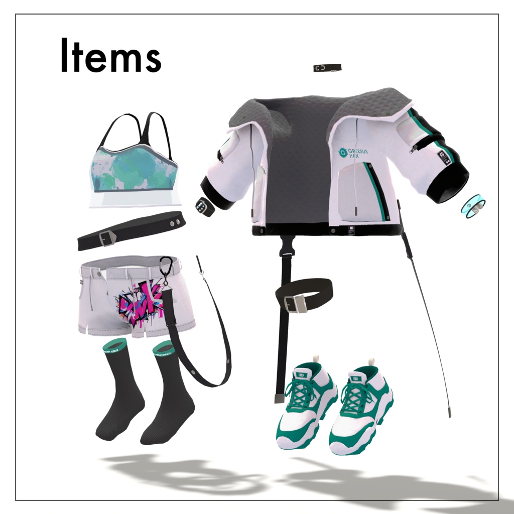 【11アバター対応】パーカー&ショートパンツコーデ