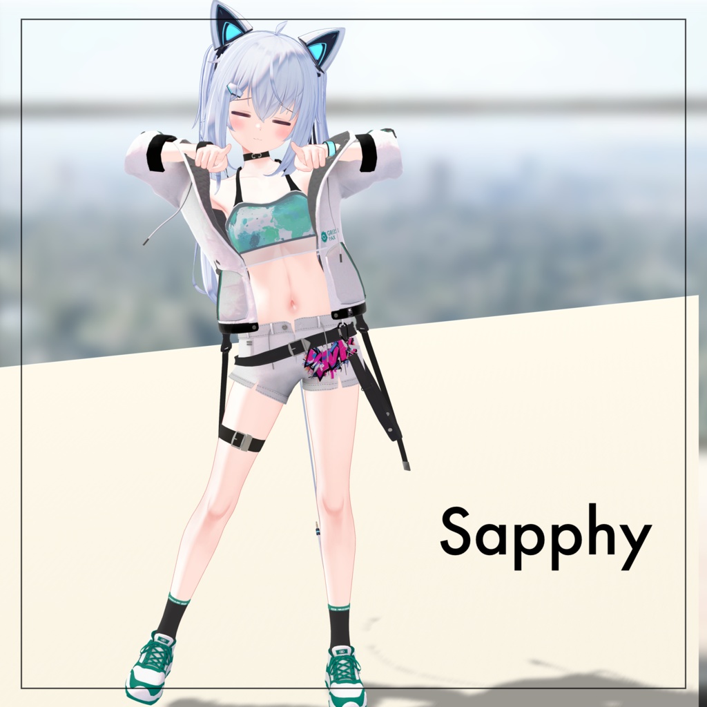 【11アバター対応】パーカー&ショートパンツコーデ