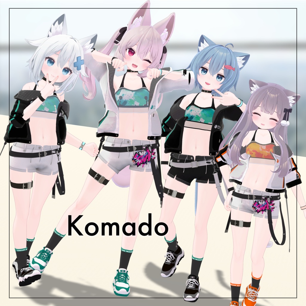 【11アバター対応】パーカー&ショートパンツコーデ