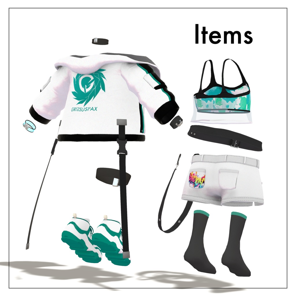 【11アバター対応】パーカー&ショートパンツコーデ