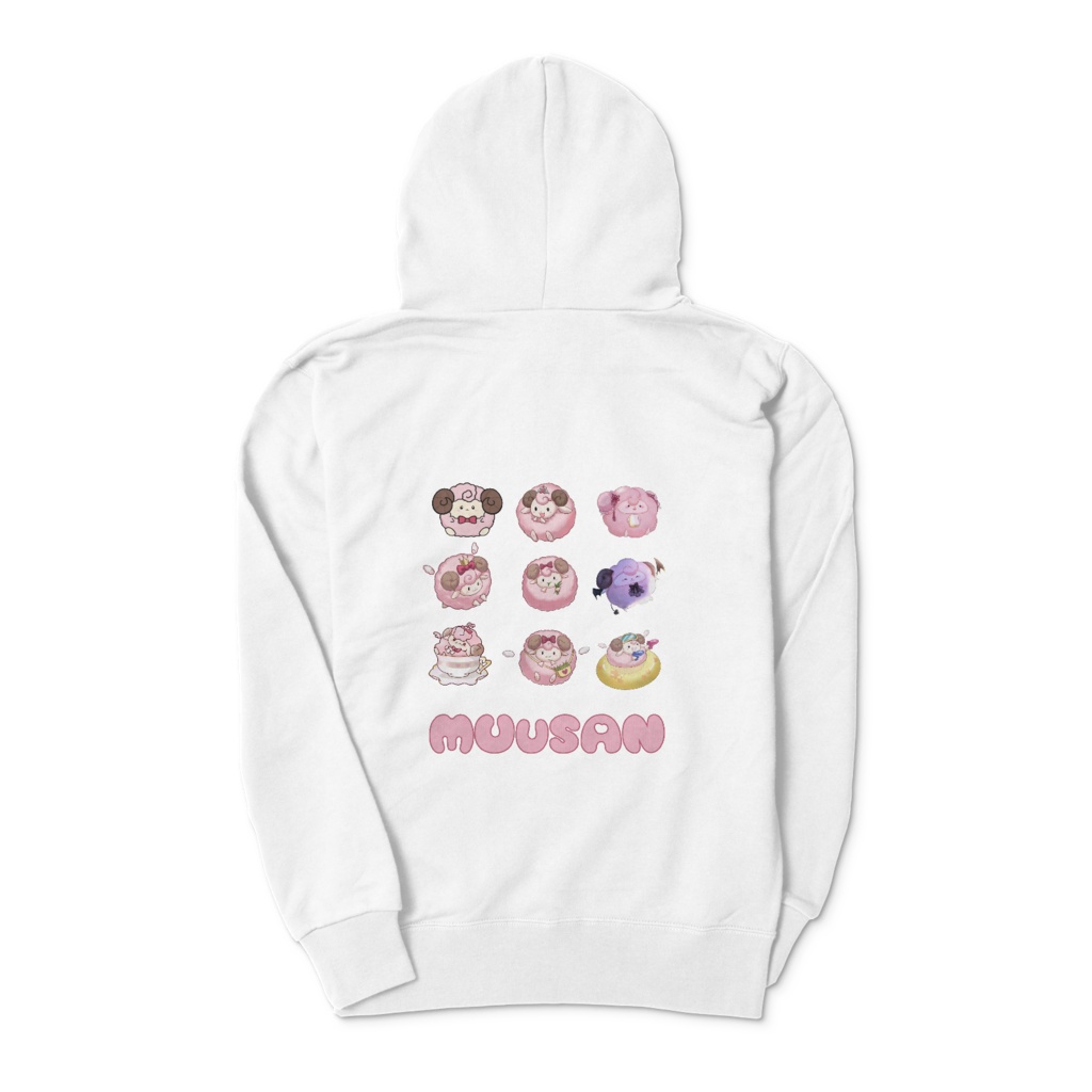 むぅさんジップパーカー白(羊支援シリーズ)