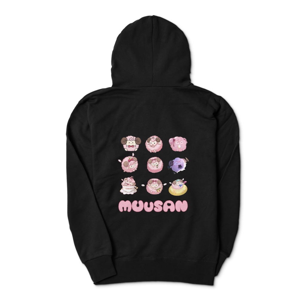 むぅさんジップパーカー黒(羊支援シリーズ)