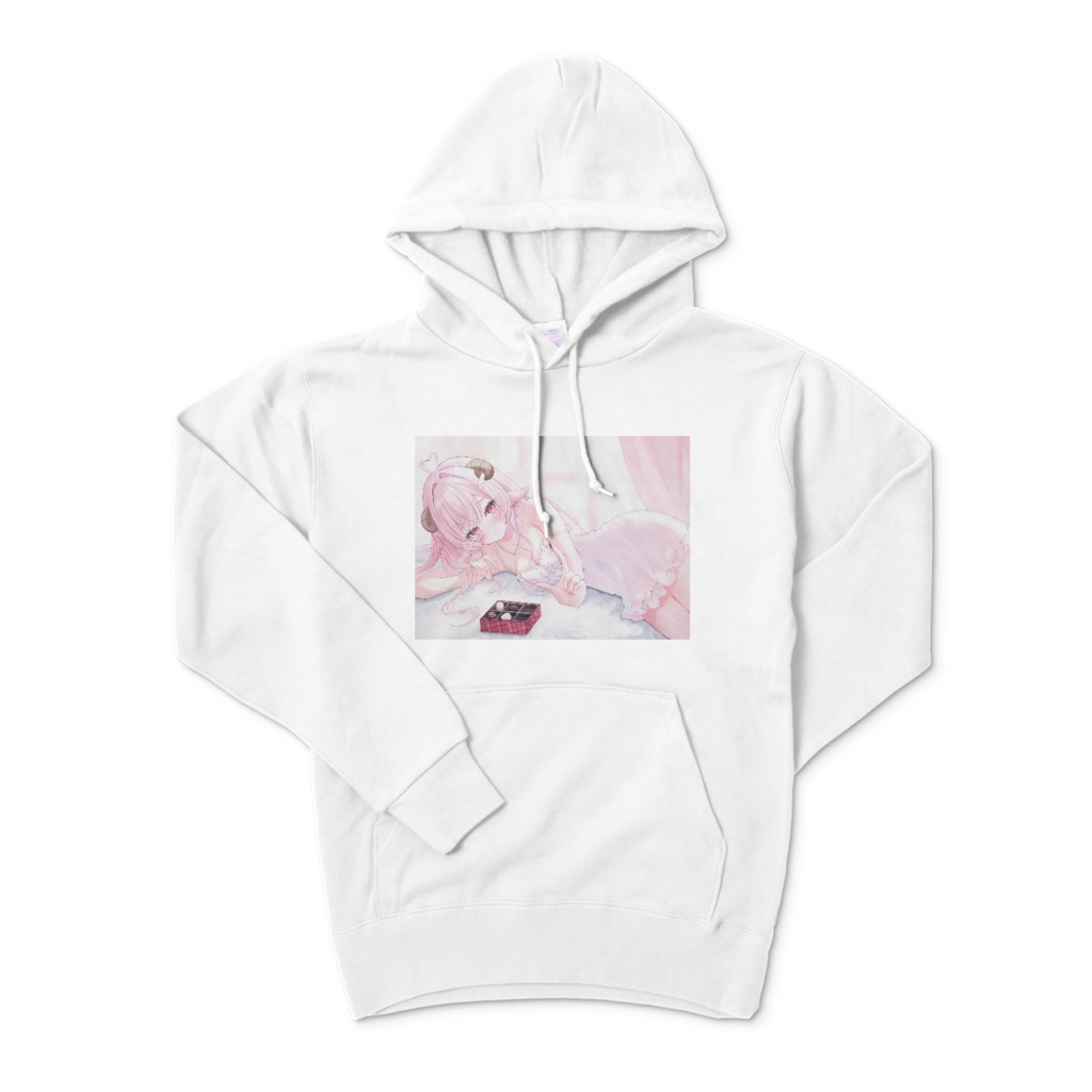 しっぽ付きようバレンタインパーカー白(羊支援シリーズ)