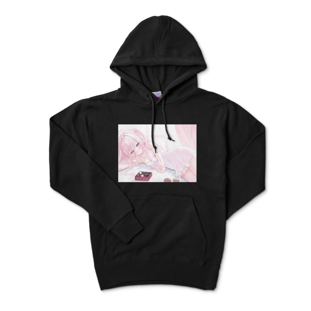 しっぽ付きようバレンタインパーカー黒(羊支援シリーズ)