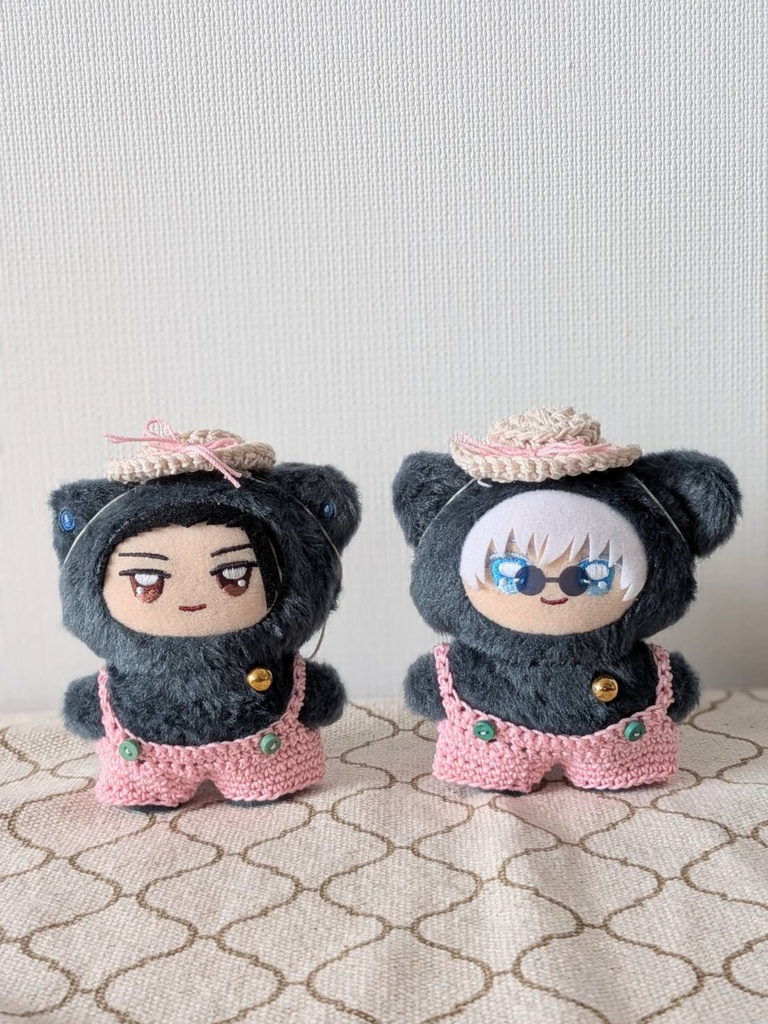 カラーポップサロペット＆麦わら帽子【ピンク×グリーン】