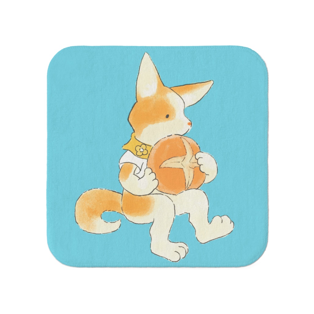 Bread-eating Corgi hand towel