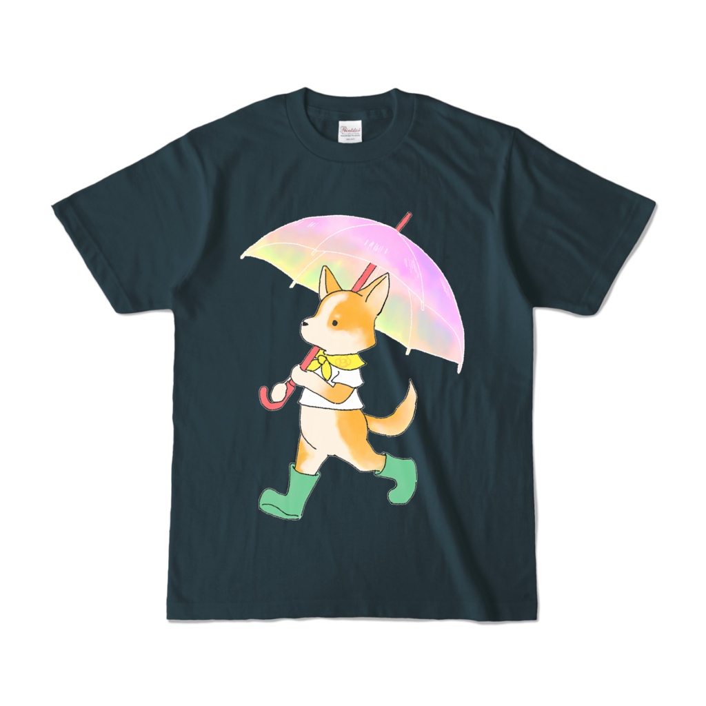 Corgi on a rainy day Color T-shirts