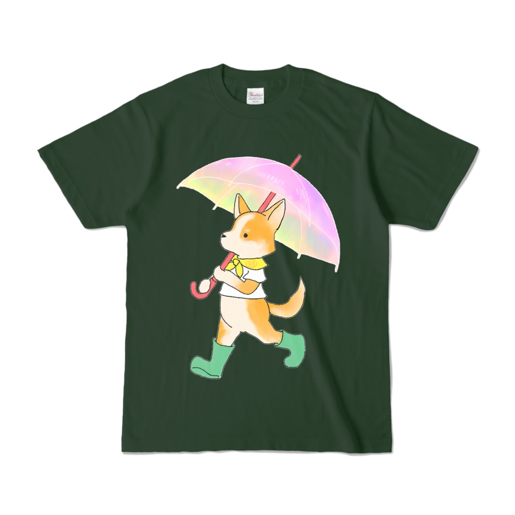 Corgi on a rainy day Color T-shirts