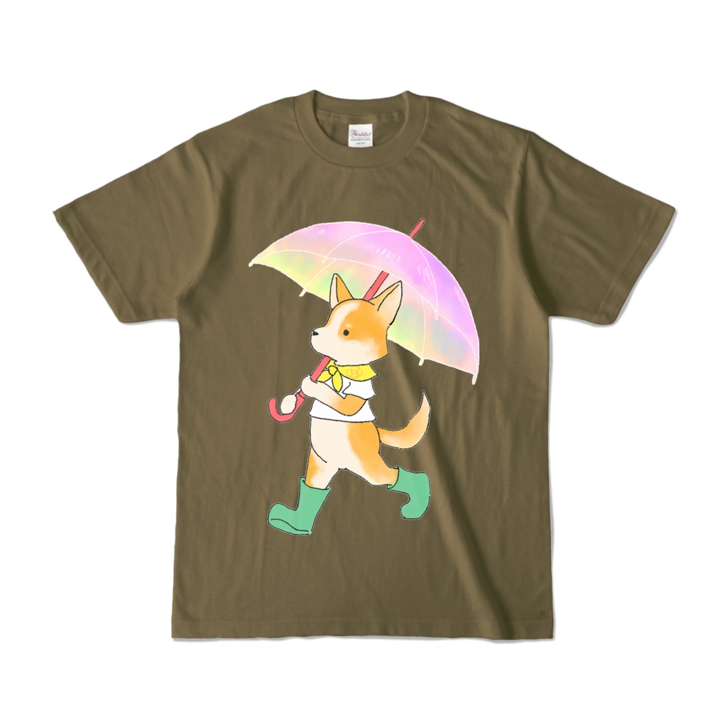Corgi on a rainy day Color T-shirts