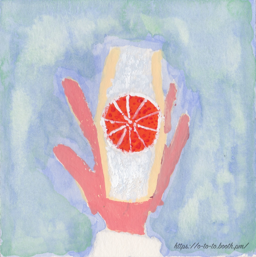 水彩原画_フルーツサンド(額装あり)