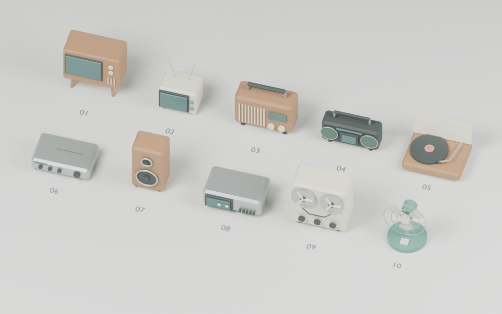 昭和の電器店|ローポリ50点セット【GLB・FBX】