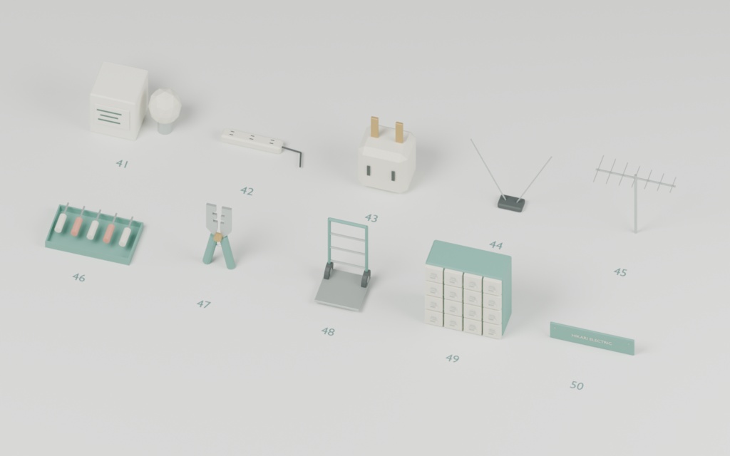 昭和の電器店|ローポリ50点セット【GLB・FBX】