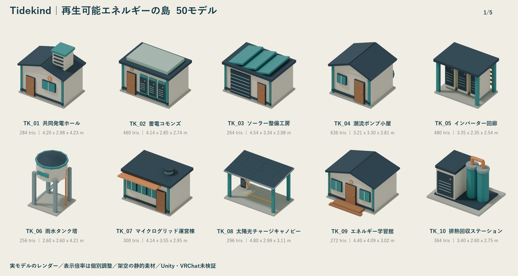Tidekind|再生可能エネルギーの島 ローポリ50点セット【GLB・FBX】