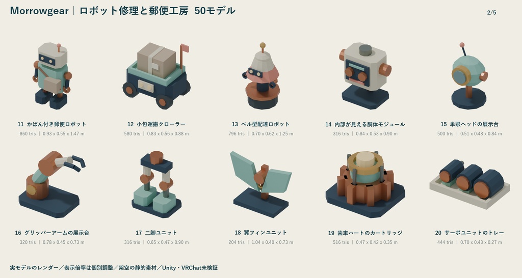 Morrowgear|ロボット修理と郵便工房 ローポリ50点セット【GLB・FBX】