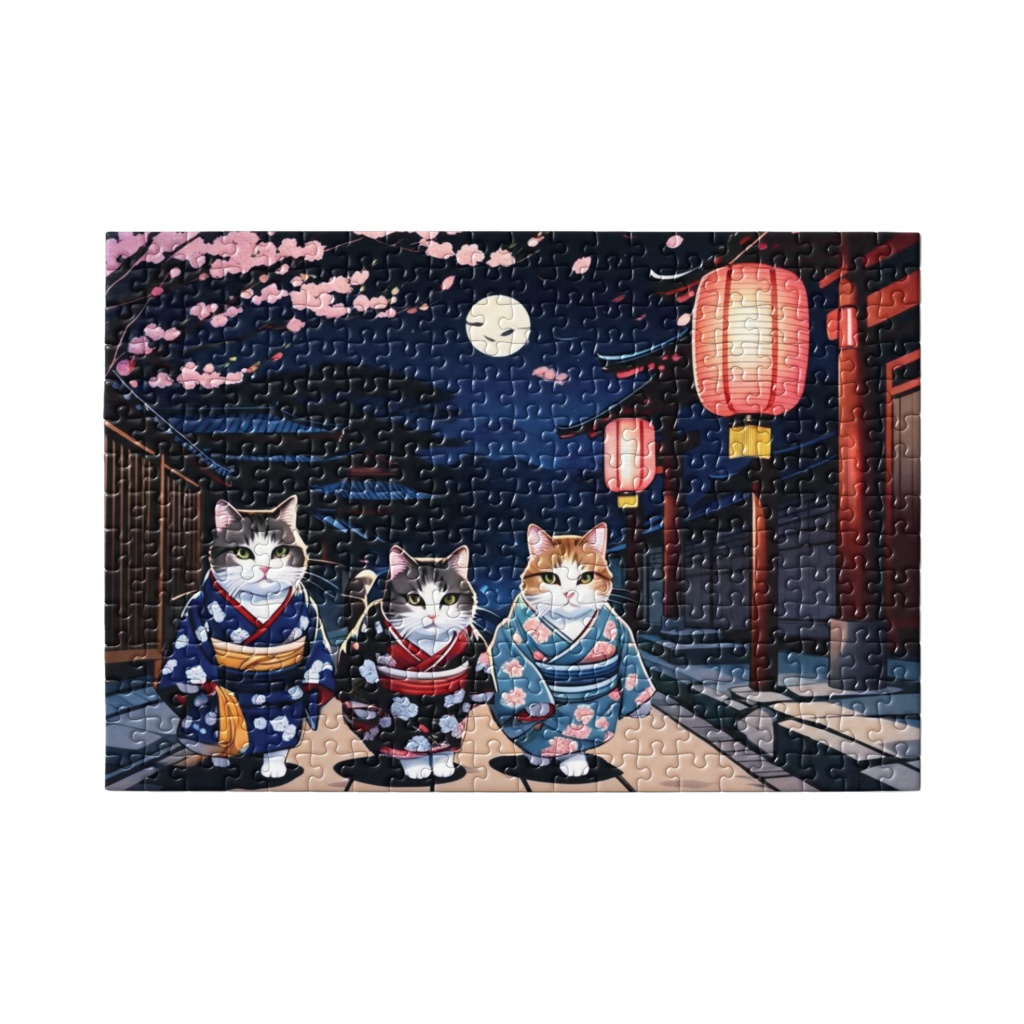 着物猫3匹達の夜散歩