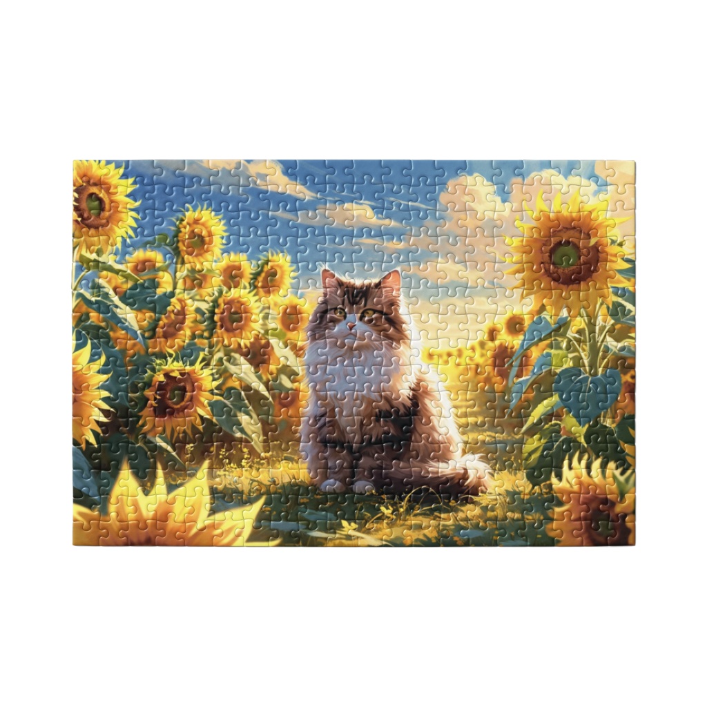 ひまわりの夢とふわふわの猫