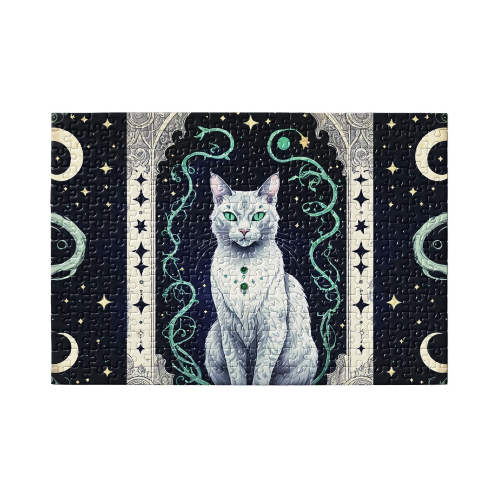 クラシックなボーダーを使った芸術的な猫のデザイン