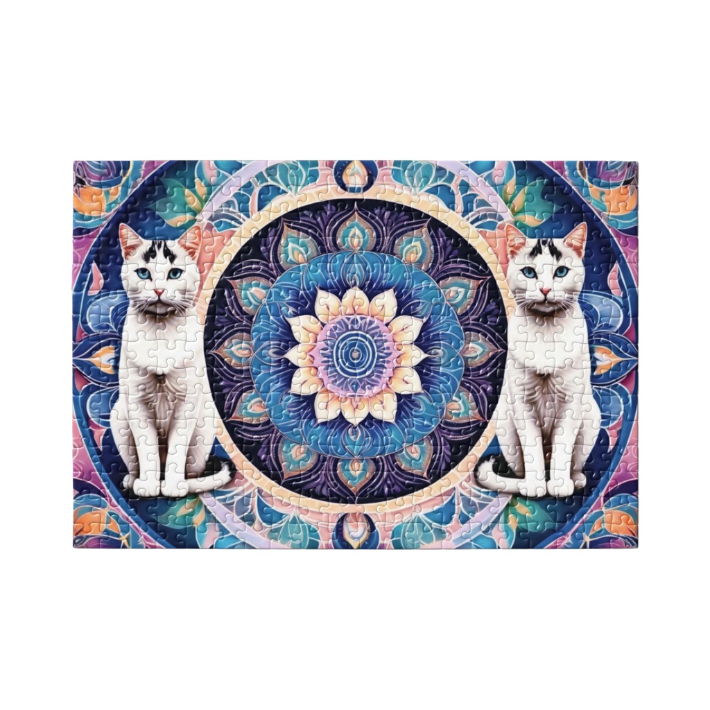 神秘的なマンダラ猫 カラフルデザイン